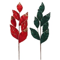 Velvet Glitter Leaf Pick 72cm 