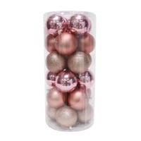 BAUBLES 80MM 24PC BARREL ROSE PINK