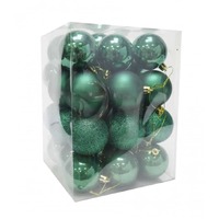 BAUBLES 60MM 36PC BOX FOREST GREEN