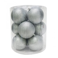 BAUBLES 100MM 12PC BOX SILVER