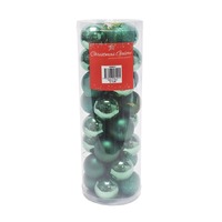 BAUBLES 40MM 32PC  FOREST GREEN