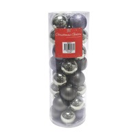 BAUBLES 40MM 32PC  GUN METAL GREY