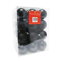 BAUBLES 60MM 36PC BOX BLACK....