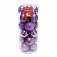 BAUBLES 80MM 24PC PURPLE
