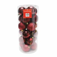 BAUBLES 80MM 24PC BOX BURGUNDY