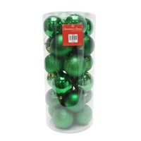 BAUBLES 80MM 24PC BOX GREEN