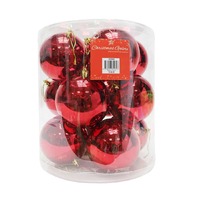BAUBLES 100mm 12PC SHINY RED