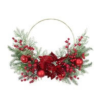 Icy Pine Poinsettia 1/2 Wreath 60cm..