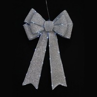 Light Up Giant Tinsel Bow Silver