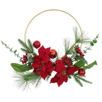 Poinsettia 1/2 Wreath 40cm Wire Ring..