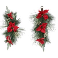 Poinsettia Swag 70cm Glitter Berries Asst..