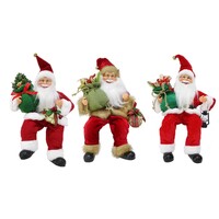 Luxury Sleigh/Shelf Santa 45cm Red Asst..