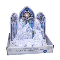 LED Musical Stained Glass Nativity Scene
