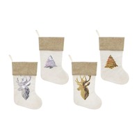 Canvas Stocking Sequin Motif 49cm Asst..
