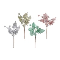Glitter Baubles Fern Pick Pastel 24cm Asst..