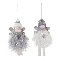 Hanging Feathery Doll Grey 20cm Asst..