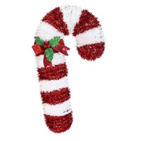 Tinsel Candy Cane Plaque 60cm