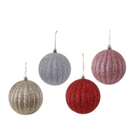 Ribbed Bauble 100mm Glitter..