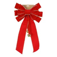 Red 12 Loop Bow Gold Bells 36x68cm..