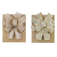 Luxury Tree Topper Bow Metallic 28x78cm Asst..