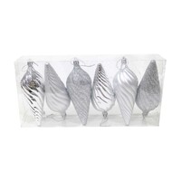 Drop Bauble SMG 6pk 14cm Silver..