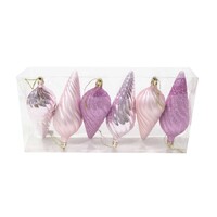 Drop Bauble SMG 6pk 14cm Pink..