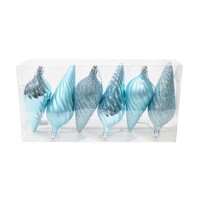 Drop Bauble SMG 6pk 14cm Blue..