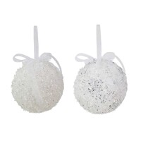 White Snow Bauble 100mm Asst..