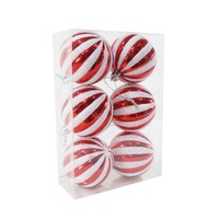 Candy Cane Ribbed Baubles 60mm 6pk..