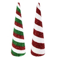 Tinsel Foam Cone Tree 48cm Asst..
