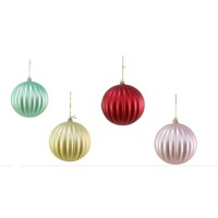 Matte Bauble Ribbed 100mm Asst..