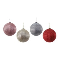 Ribbed Bauble 15cm Glitter Asst..
