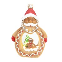 Ceramic Iced Santa Gbread Scene LED Timer BO