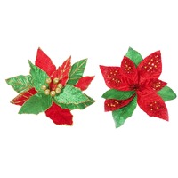 Poinsesttia Velvet Red Green Clip Asst