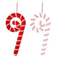 Curly Flocked Ribbon Candycane 40cm