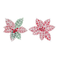 Poinsettia Frosted Holly Clip 28cm 