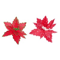 Poinsettia Glitter Clip 34cm Asst