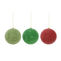 Bauble Glitter 9cm Asst