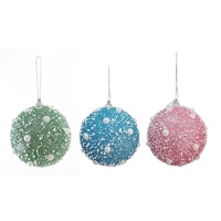 Pearl Snow Bauble 8cm Asst
