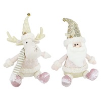Sitting Elegant Santa/Reindeer Gold 35cm