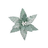 Poinsettia Clip On Mint White Frost
