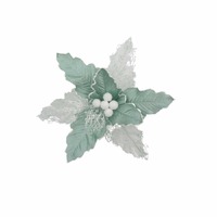 Poinsettia Clip On Mint Sheer White