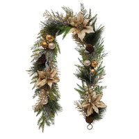 Champagne &amp; Copper Poinsettia Garland 183cm