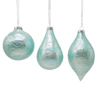 Glass Bauble Teal 3 Assort