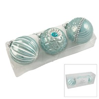 Glass Bauble Teal Silver Set 3