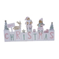 Santa CHRISTMAS Word White/Pink