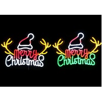 Merry Christmas Sign with Antlers 