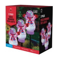 LED Disco Snowman Path Lights 3pc