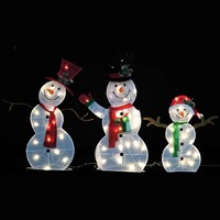 LED Mesh Tinsel Flat Snowman Family 3pc..