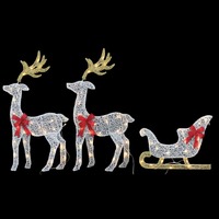 LED Glitter Thread 2xReindeer Sleigh 260cm..